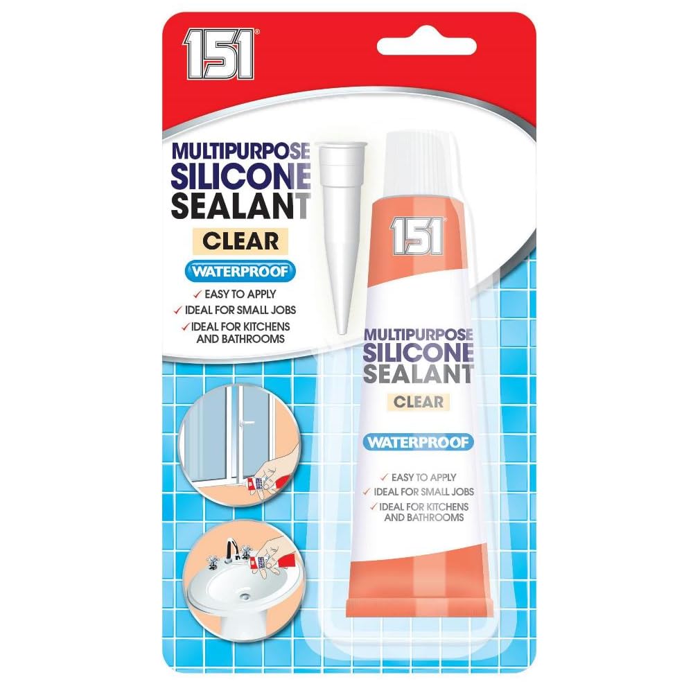 Waterproof Silicone Sealant Clear General Purpose Easy To Apply Ideal For Kitchen Bathroom Sink Shower Bath Mould Resistant 70gm