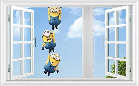 Amazon Corobox ウォールステッカー 窓にぶら下がるミニオンズ 立体デザイン シール 壁紙 インテリア雑貨 賃貸ok ウォールステッカー オンライン通販
