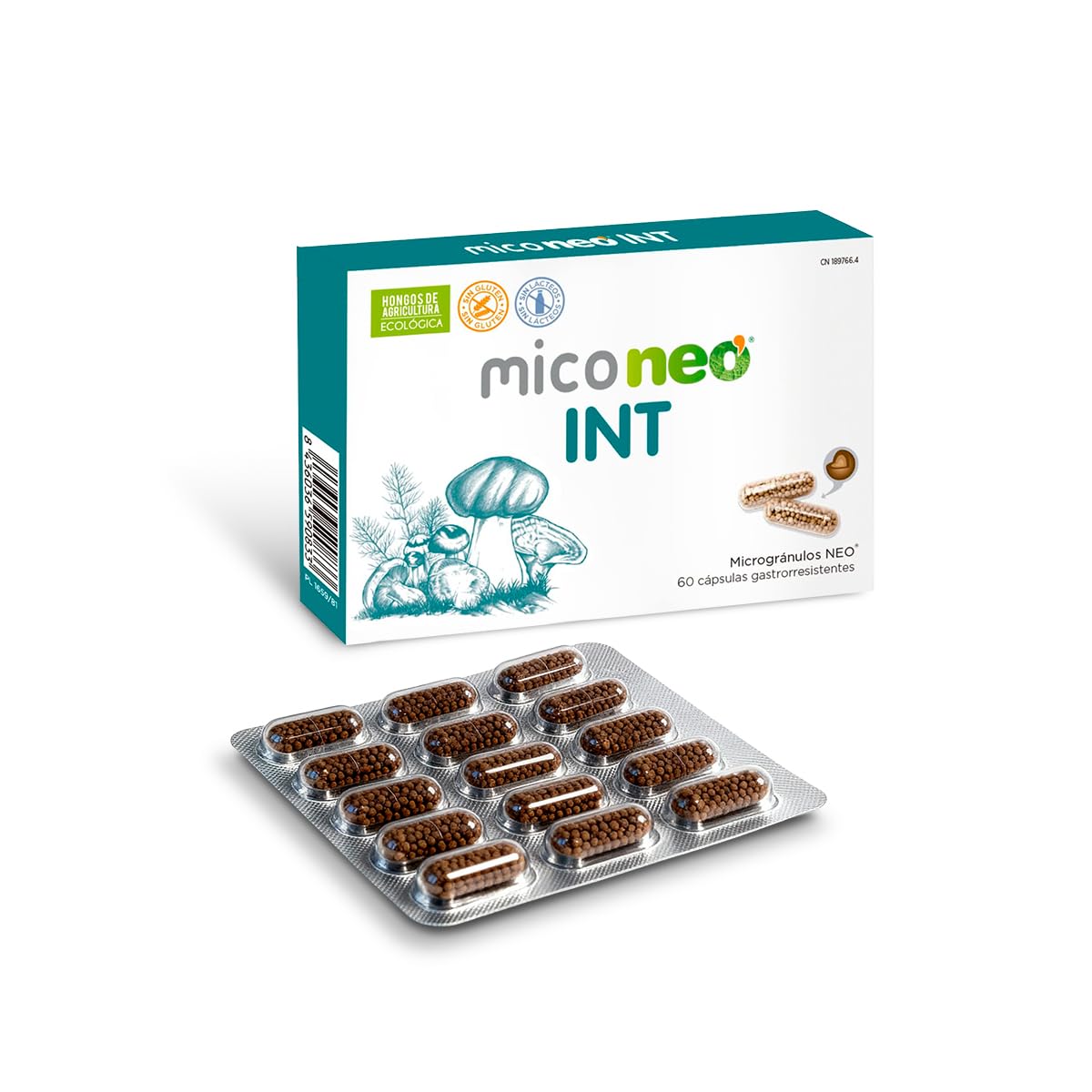 MICO NEO | INT | 60 Cápsulas | A Base de Achicoria, Shiitake, Melena de León y Seta de Cardo | Prebiótico Natural | Ayuda al Bienestar del Sistema Digestivo