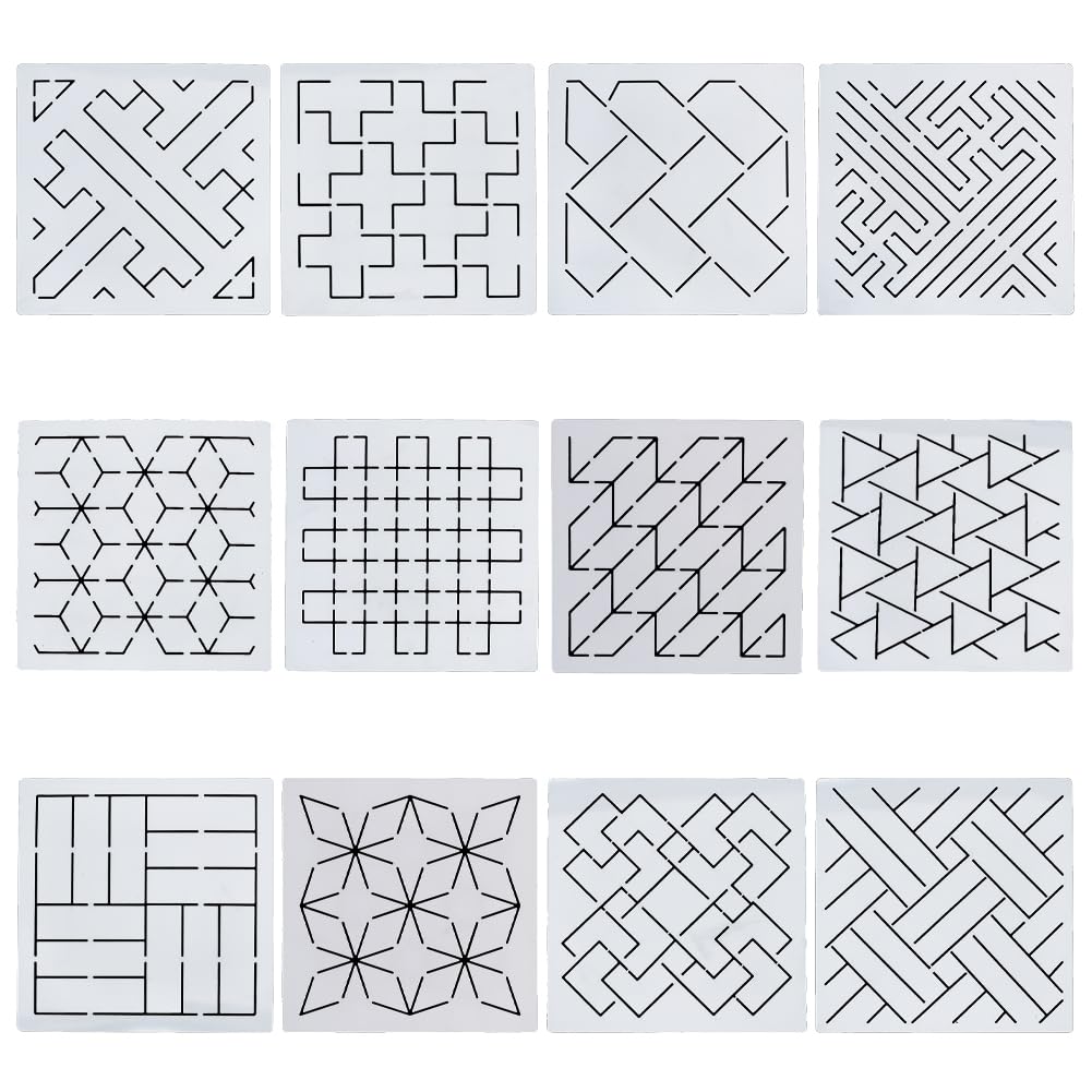 Pochoirs de broderie Sashiko pour réussir facilement vos motifs géométriques réguliers