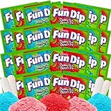 Fun Dip Candy Bulk - Cherry Yum & Razz Apple Flavors - Party Favor Candy, Fun Size Candy, Candy Individually Wrapped, Party Candy (24 count, 0.43 oz each) - Includes World of Candy Sticker
