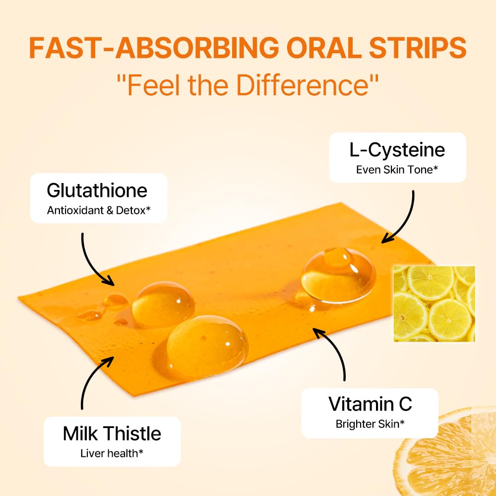 Liposomal Glutathione Direct (284mg*30strips) Glutathione Strips, Korean Beauty Supplement Made in USA for antioxidant, Even Skintone, K-Beauty