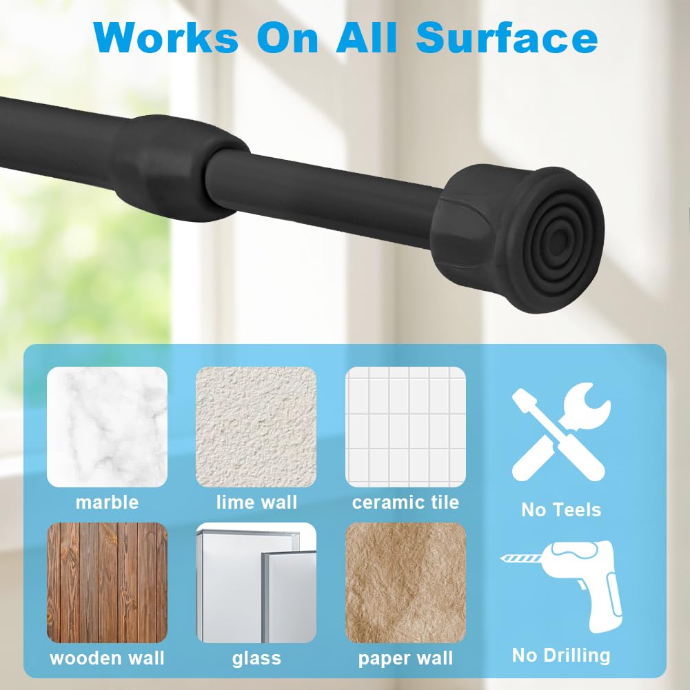 HOTUT 2 Pezzi Bastone per Tenda Estensibile, Bastone per Tenda da Doccia per Bagno 30-50cm, Metallo, Fissaggio Senza Trapano né Viti, Astine a Pressione, Utilizzato Come Asta per Tende/Diy Ripiano