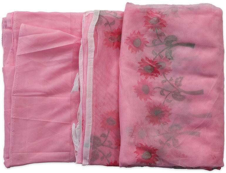 Image of Multicolor Soft Cotton Mosquito net Double Bed King Size | Pure Cotton Mosquito net (Printed-Pink, 7x8)