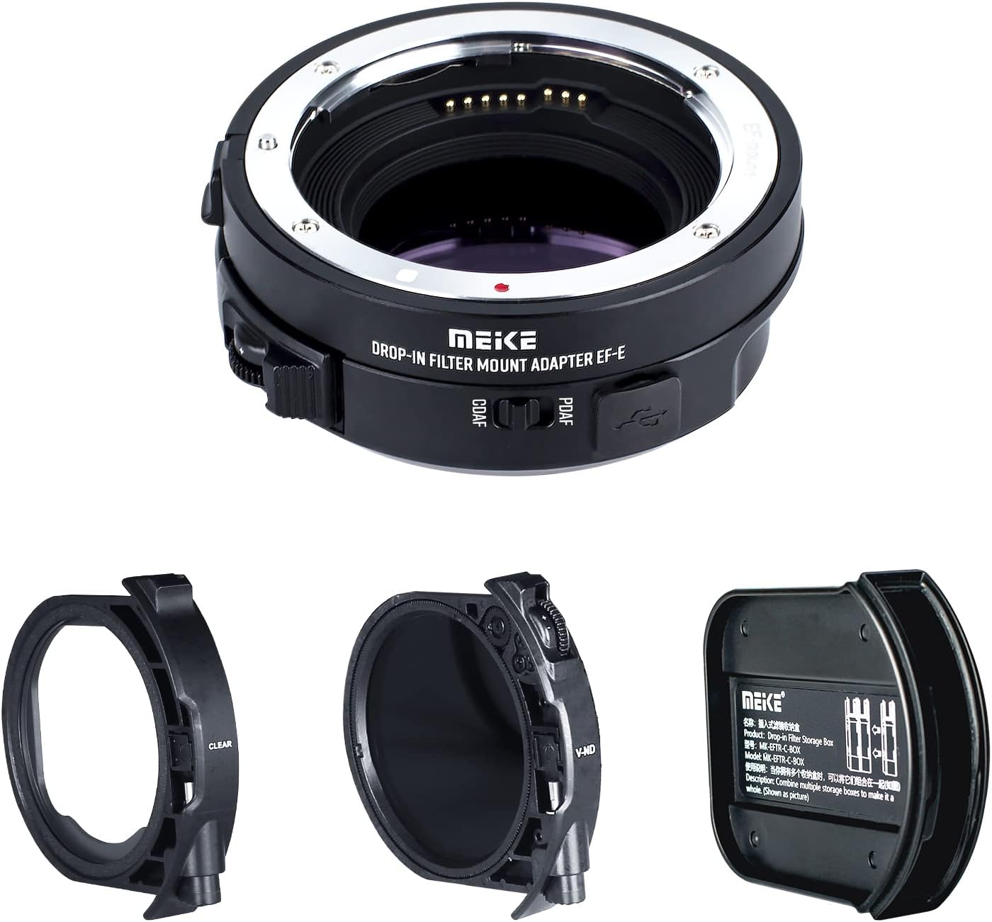 Meike MKEFTEC VND Dropin Filter AutoFocus Mount Lens Adapter for Canon EF/EFS
