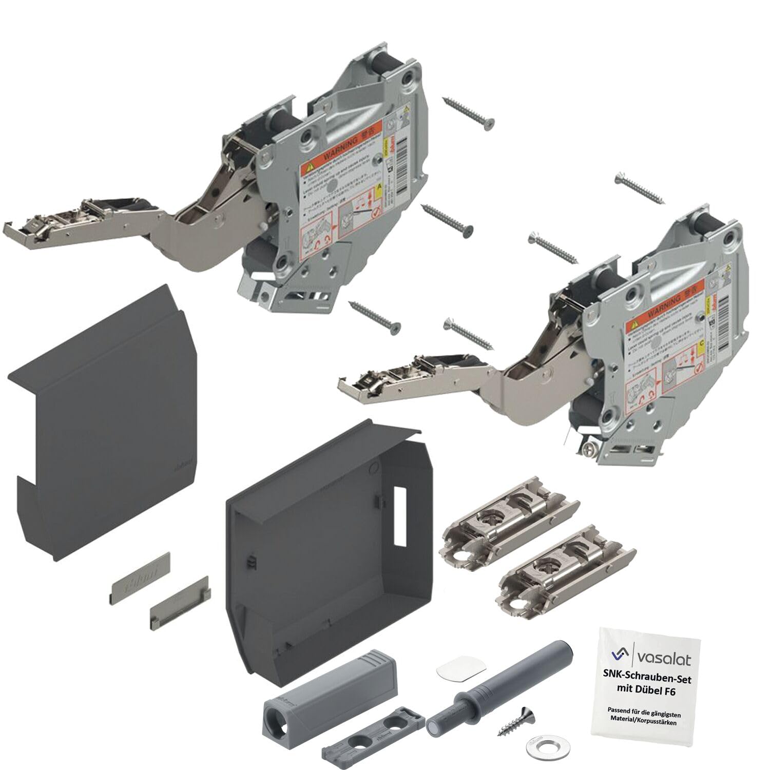 Blum Aventos Tip On kurz Kraftspeicher Set LF 960-2215 - Blumotion Klappenbeschlag mit Blum Exzenter-Montageplatte, Stahl Kunststoff tiefgrau