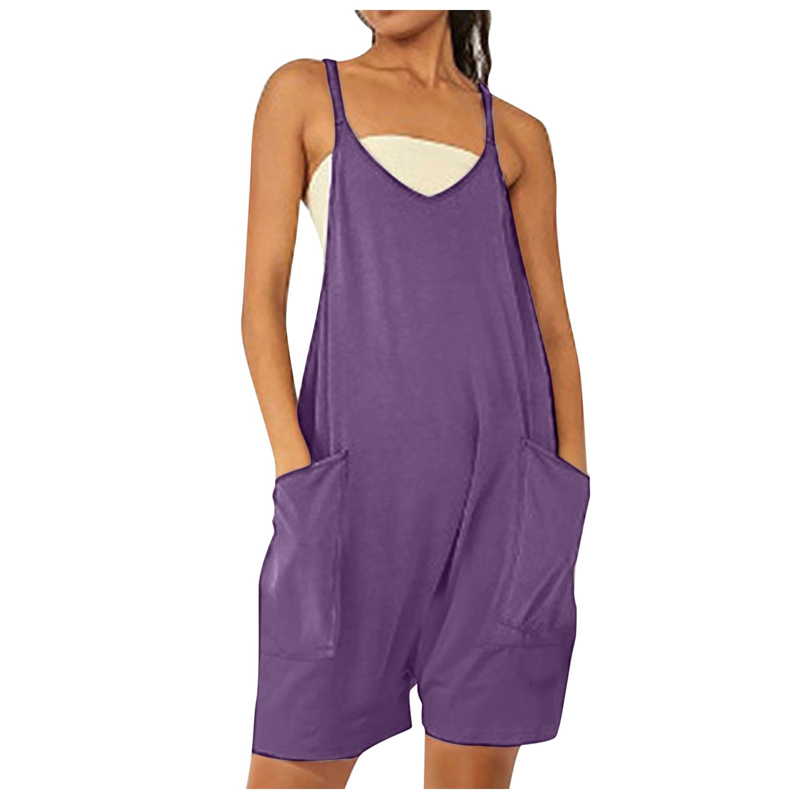 Generic Malla Ballet Mujer mujer, mono informal liso de verano con pierna ancha, pantalones con pechera, mono con botones, mono corto con bolsillos Malla Corta Atletismo Mujer