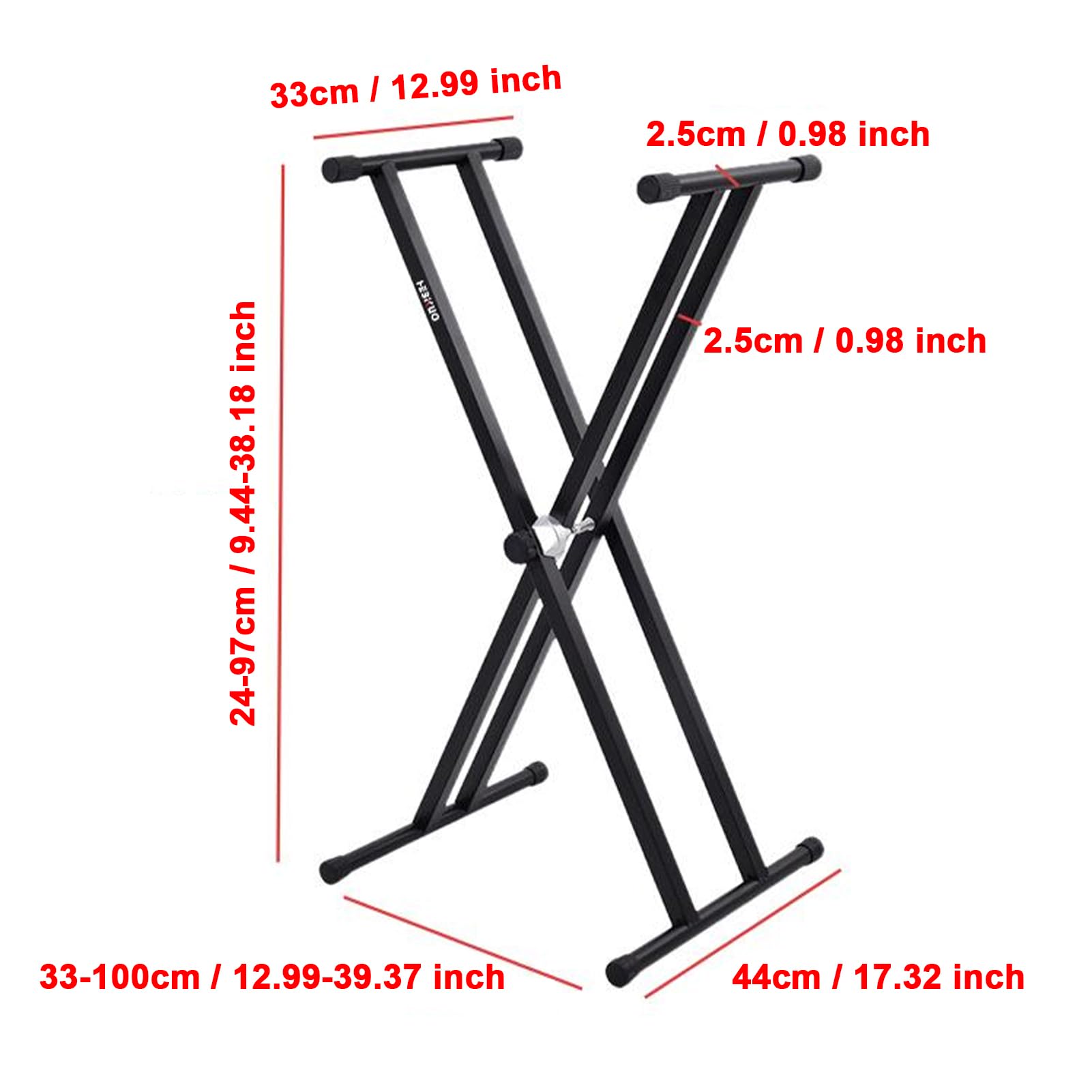 Btuty Soporte para Teclado Electrónico con Banco, Tubo Doble de Metal, Marco en X, Altura Ajustable de 24 a 99 Cm, Bloqueo Engranaje Antideslizante para Pianos Digitales 61