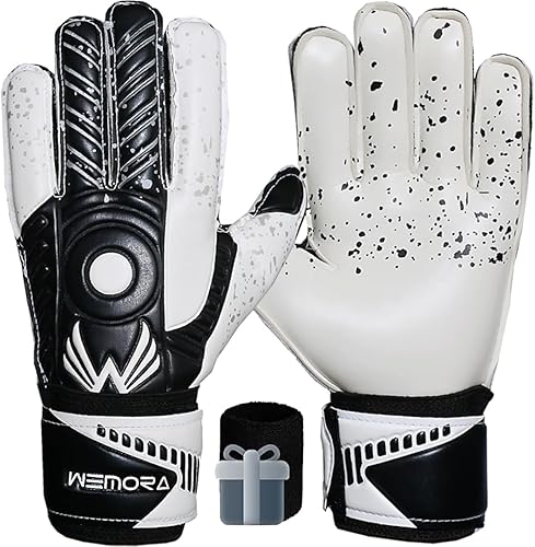 WEMORA Guantes de portero de fútbol Fingersave para niños, jóvenes y adultos con palma de látex de 0.295 in, espinas flexibles para los dedos,