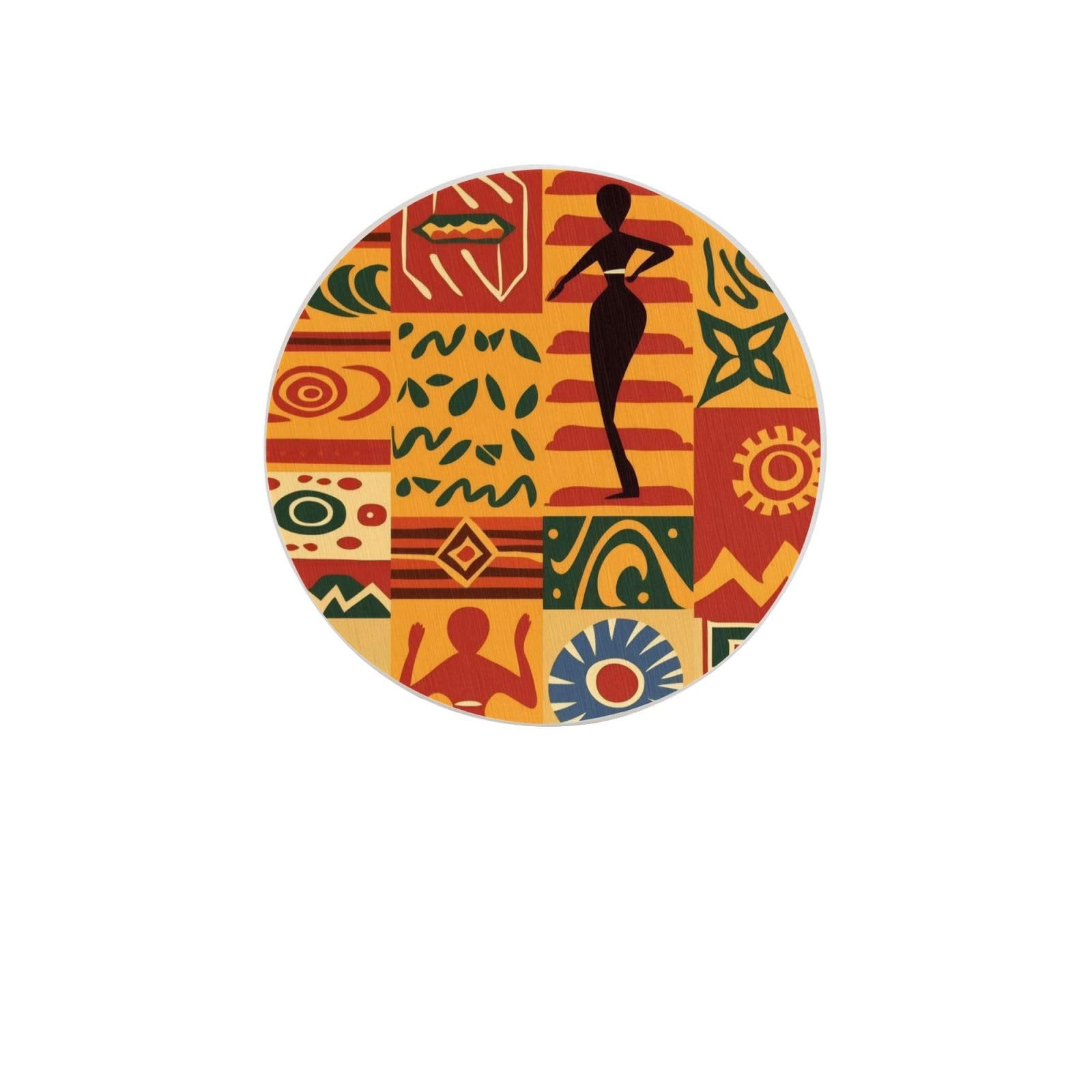 African National Patterns Absorbent Drink Coasters Diatomaceous Round Coaster 4 Inch Reusable Cup Coasters Set 4pc