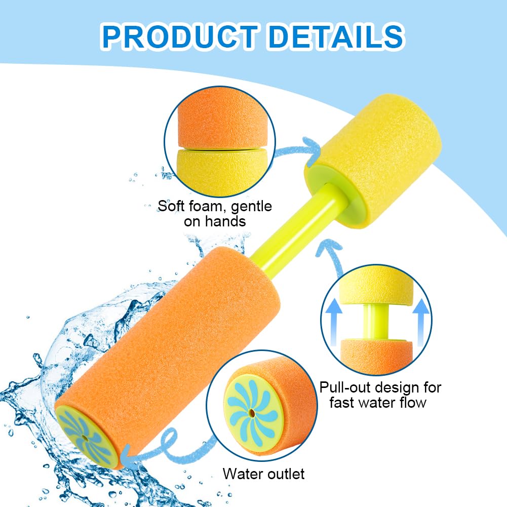 HAGOT 6 PCS Foam Water Pistol, Fun Waterguns for Kids Summer Water Guns Outdoor Toys for Pool Family Friends Parties - Image 4