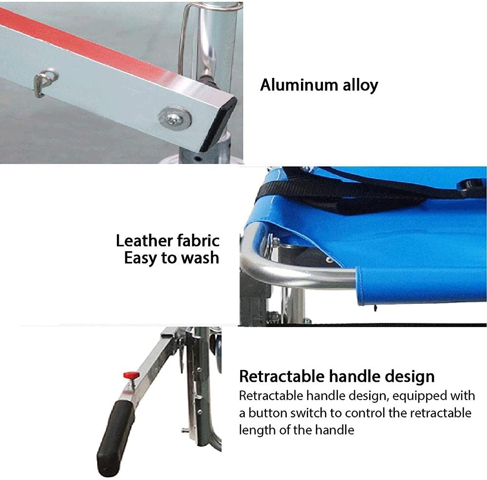 Krzesło składane - aluminiowe lekkie krzesło schodowe o udźwigu 350 funtów, krzesło strażackie, ewakuacyjne, medyczne, podnośnikowe, transportowe(Blue)