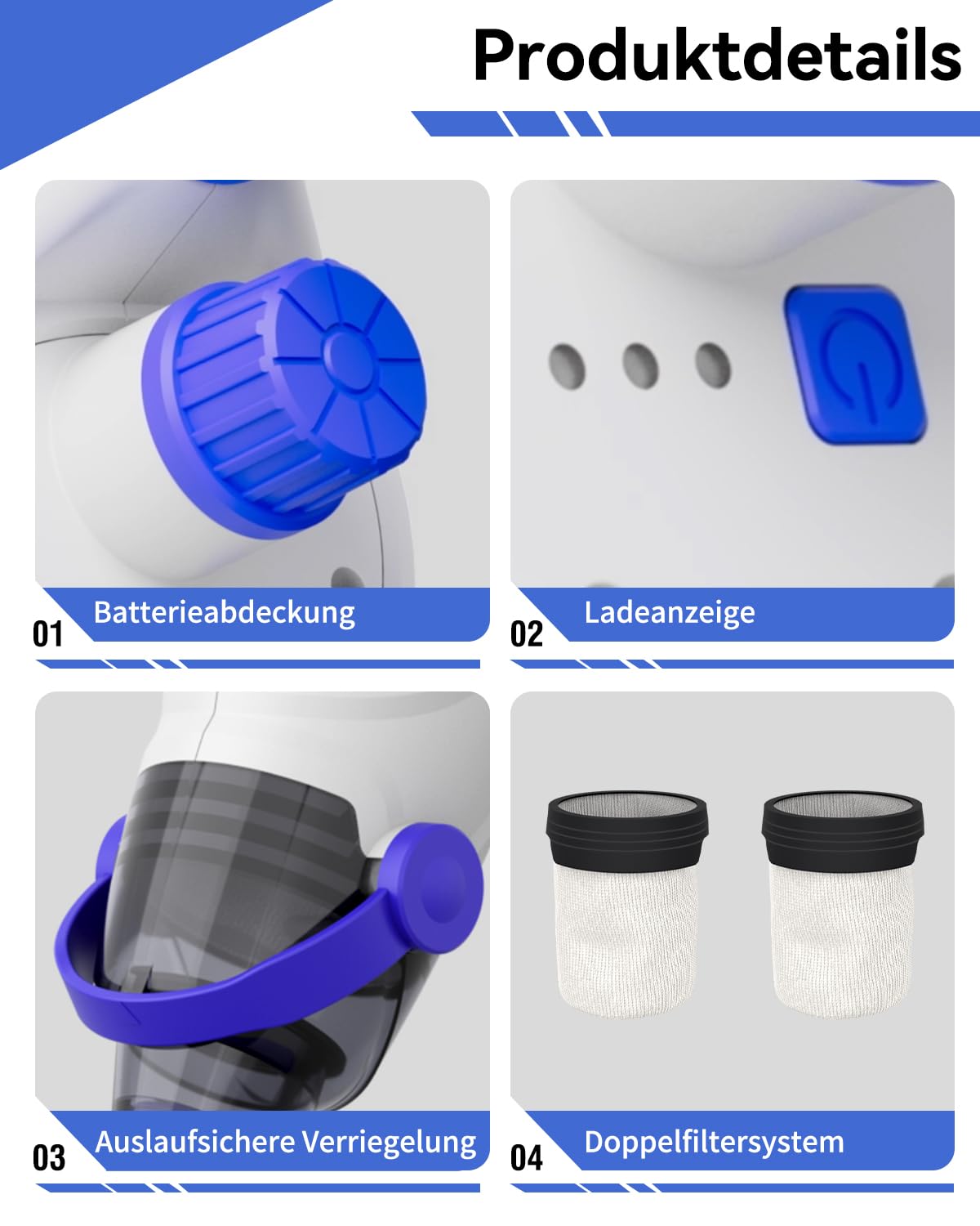 Akku Poolsauger mit 36,8 kPa Saugleistung, 5000 mAh Akku, 60 Min Laufzeit, 18 GPM, 2 Saugmodi, 300/500 μm Filter, Steckstange bis 1,85 m (max. Länge), für Pool & Spa