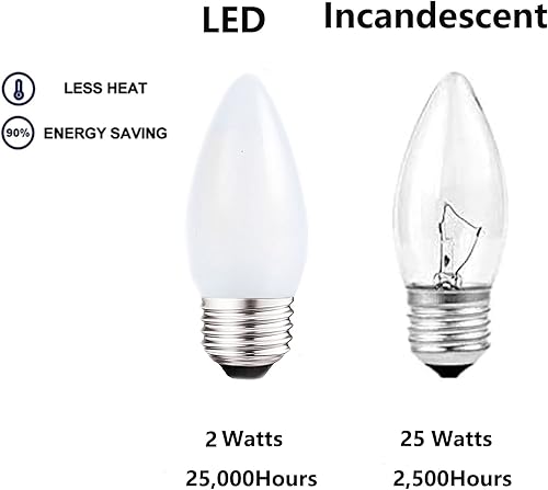 Miniatura 4 de Bombillas LED de candelabro esmeriladas E26 de base media 2W regulables, luz blanca suave 3000K equivalente a 25W, bombillas LED decorativas de vela