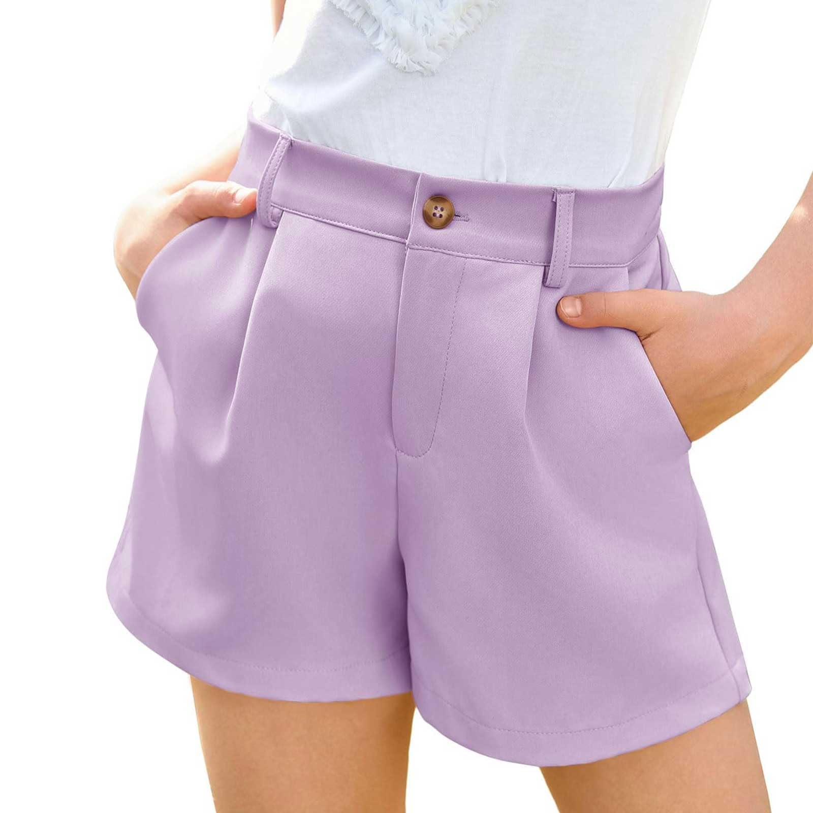 Pantalones cortos de verano para niñas y adolescentes, cintura elástica, pierna ancha, casuales, con bolsillos