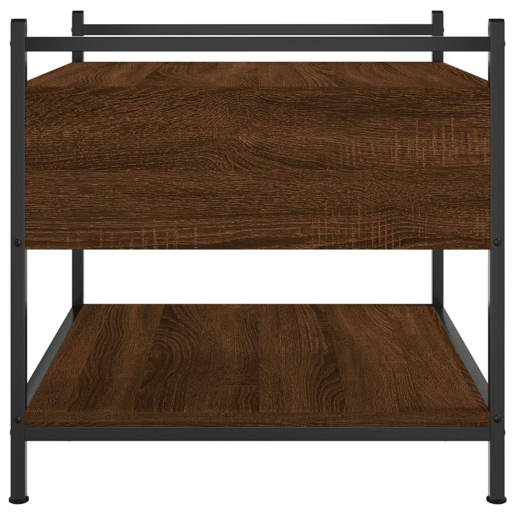 Mesa de café marrón efecto roble, 50 x 50 x 50 cm, material de madera, con espacio de almacenamiento, patas ajustables, mesa de salón estable para bebidas y aperitivos