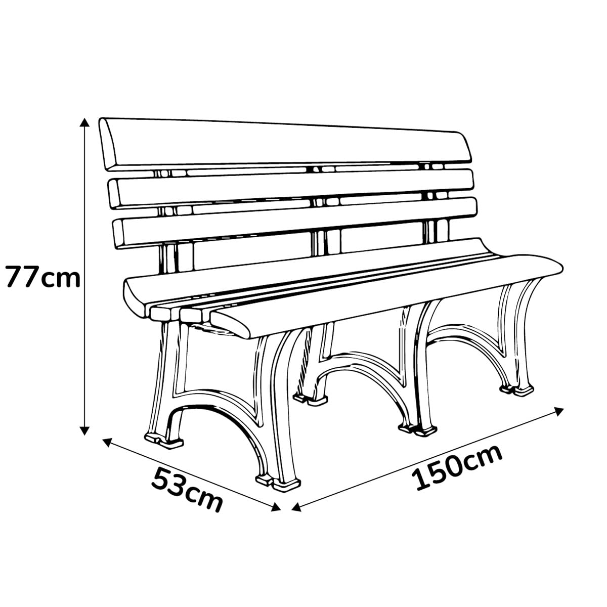 Bica 89 Olimpia Panchina, Bianco, 150x53x77 cm