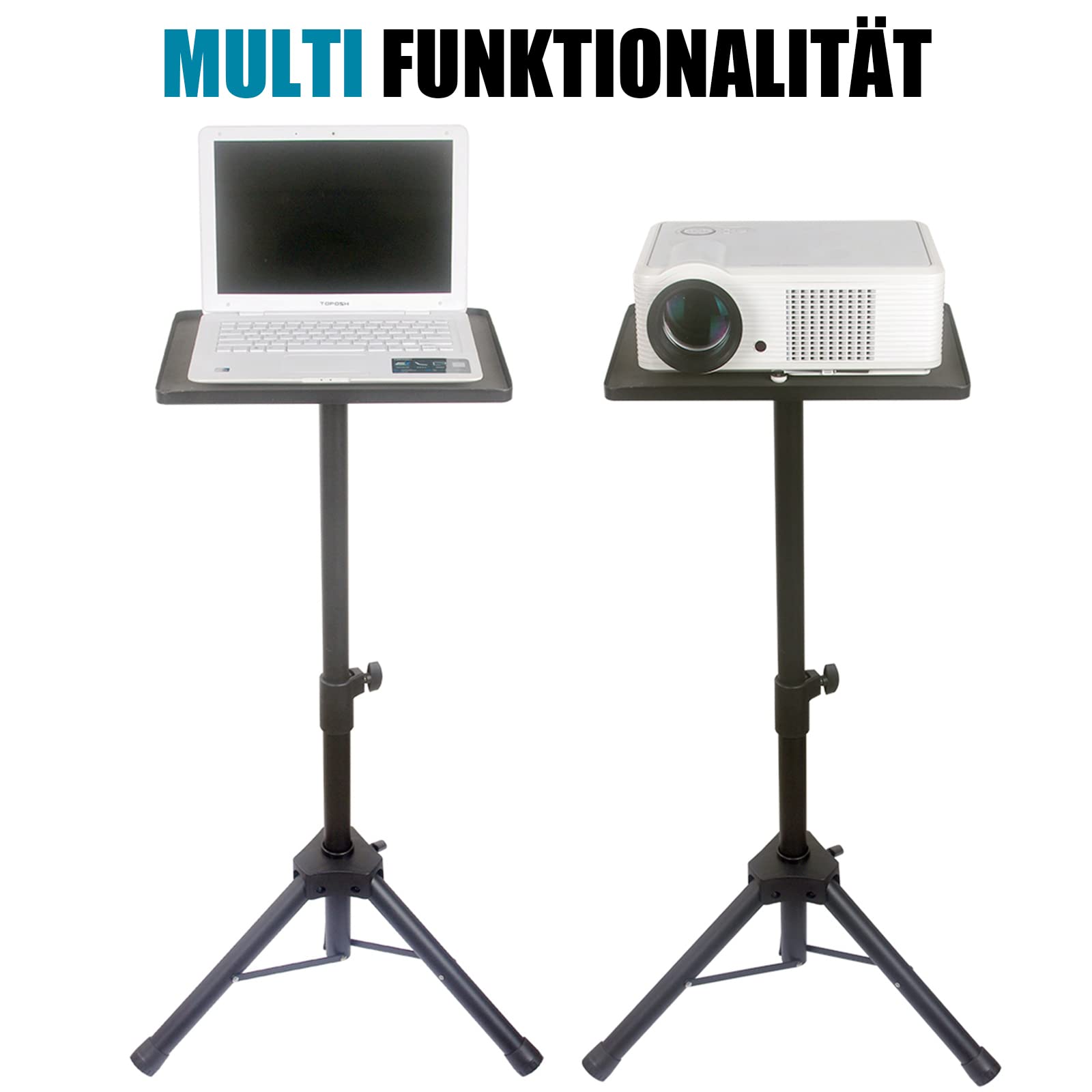 GLEAM Beamer Ständer Multifunktionaler Beamer Stativ Universal Kamera Bodenständer für Laptop Ständer Tragbarer Verstellbare Höhe von 61 cm bis 101 cm mit Platte