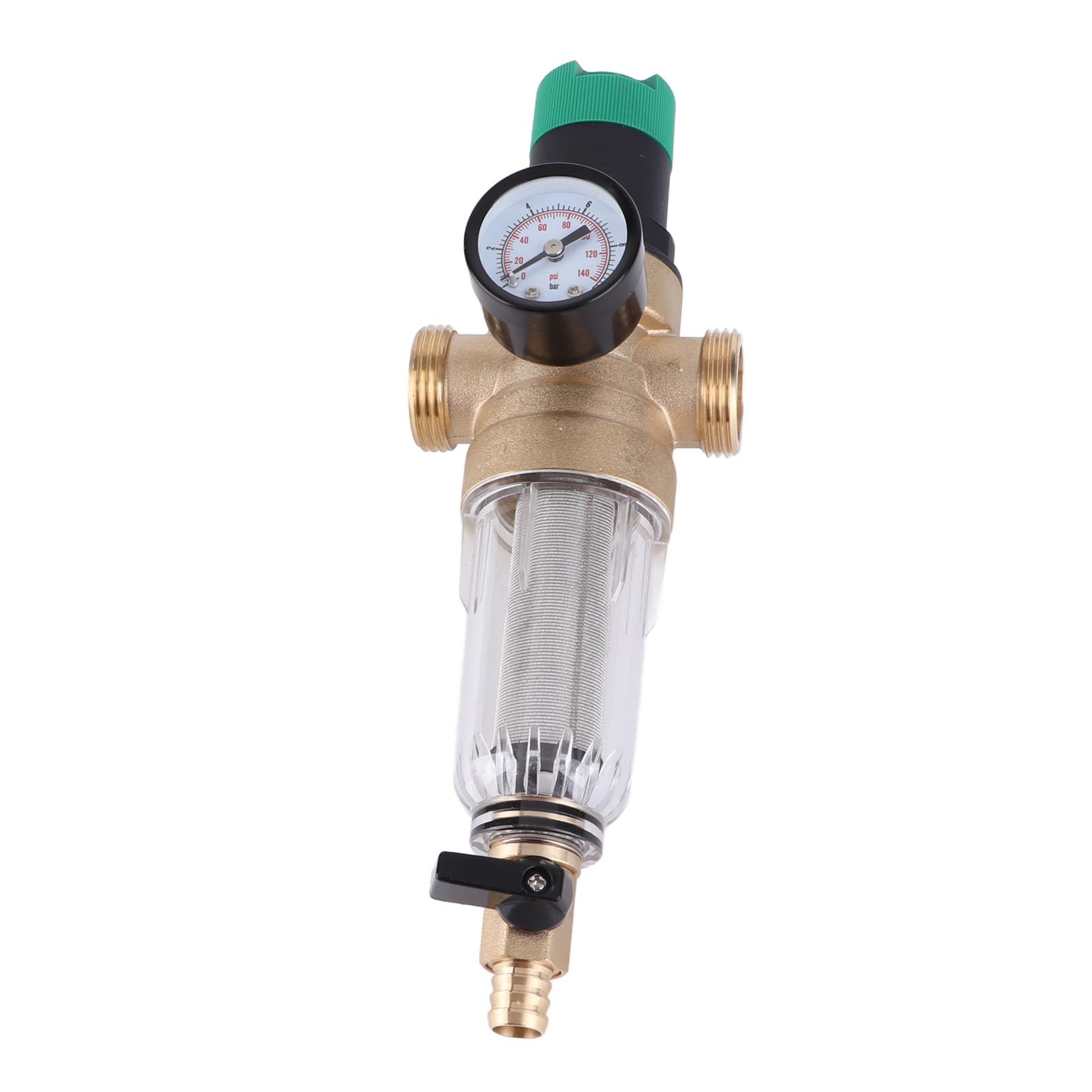 HEEPDD Reductor de Presión de Agua, Regulador de Presión de Agua de Latón G1 G1 2 con Filtro y Manómetro de 40 Micras, Control de Acumulación de Incrustaciones para Accesorios de Domésticos y