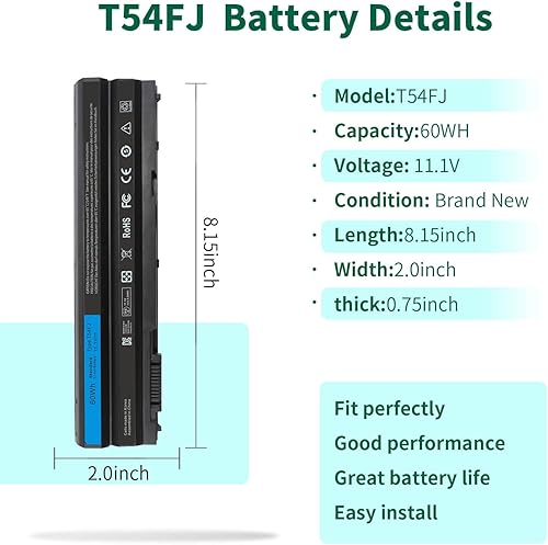 Miniatura 2 de T54FJ 8858X M5Y0X E6420 E6430 Batería para portátil Dell Latitude E5420 E5430 E5520 E5530 E6530 E6520 Inspiron 14R 4420 5420 15R 5520 755 48 ES/50