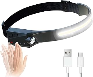 Rechargeable Headlamp Wave Induction 230° Illumination, 1000 Lumens Ultra Bright Lightweight Headlamps, Weatherproof Head Lamp for Running, Camping, Hiking & Emergency (1PC)