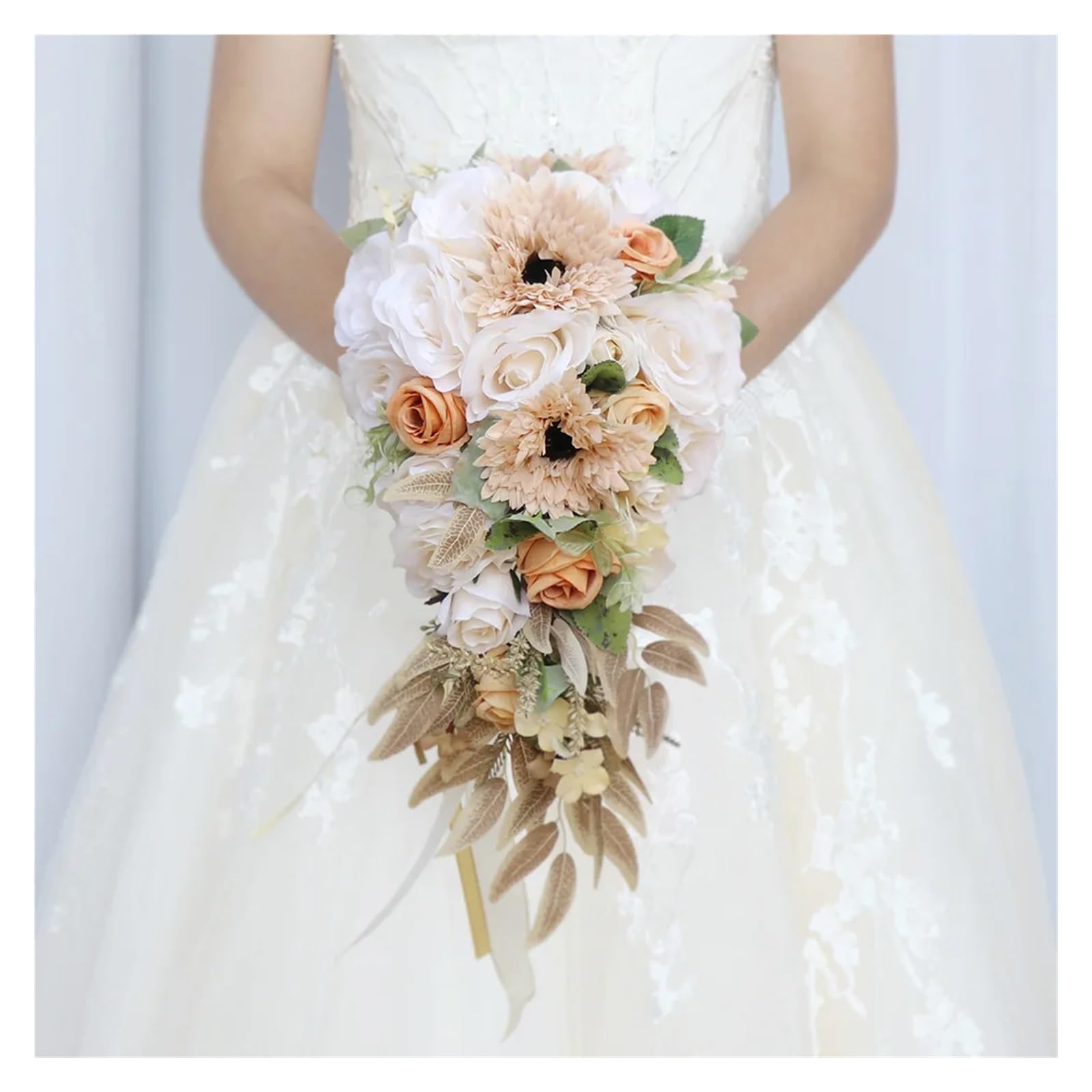 1PC Bouquet da sposa per la sposa, fiori artificiali Bouquet da sposa Bouquet da sposa a cascata per la sposa per cerimonia di matrimonio e anniversario – acquista a prezzi convenienti sul