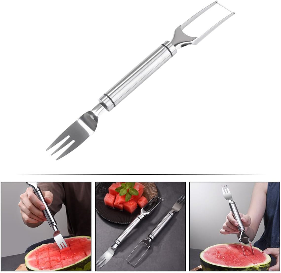 Stainless Steel Watermelon Fork Slicer 2 in 1 Cutting Tool
