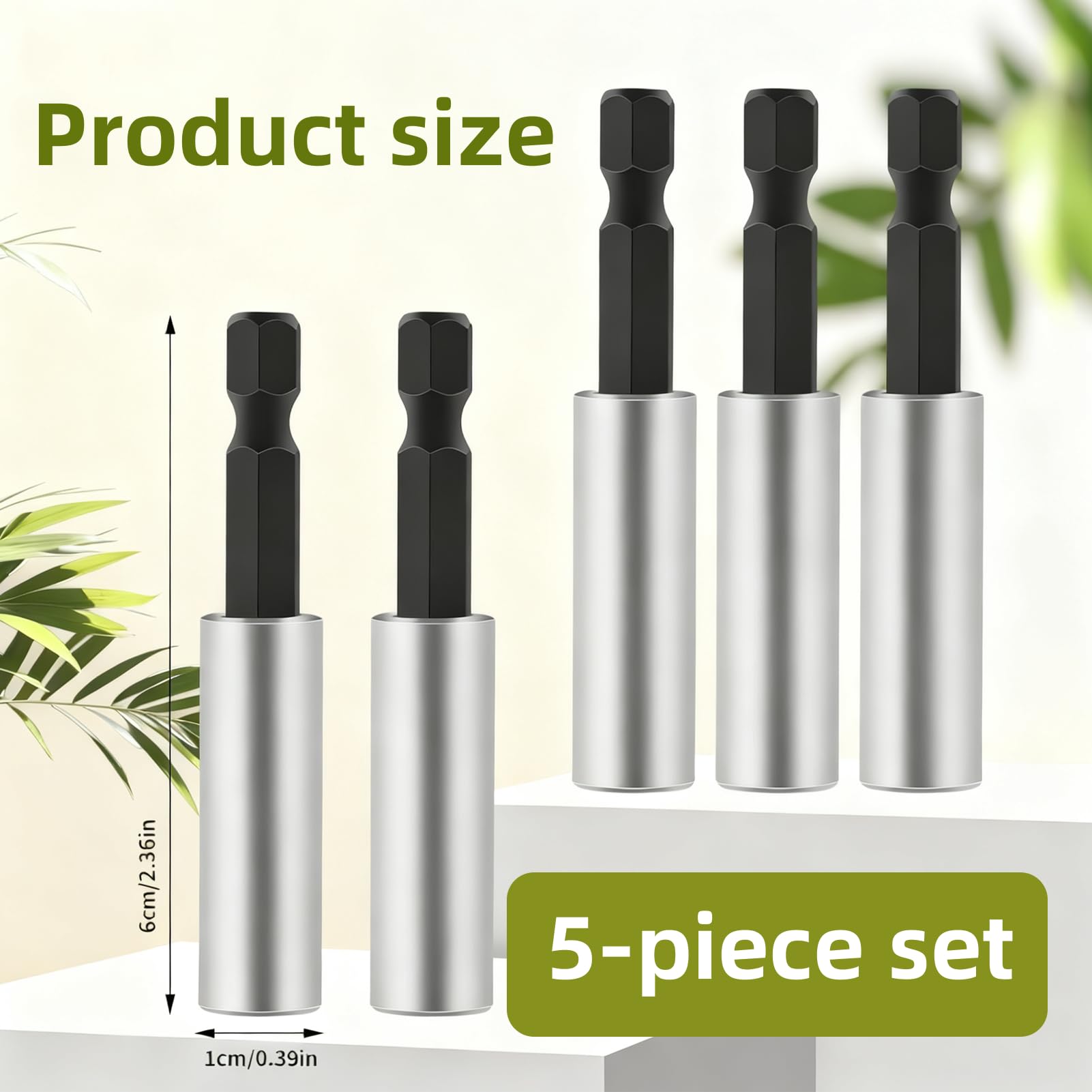 5 Pezzi Supporti Magnetici per Punte, Punta Professionale da 1/4 Pollice, Supporto per Punte in Acciaio Inossidabile da 60 mm, Compatibile con Chiavi a Percussione