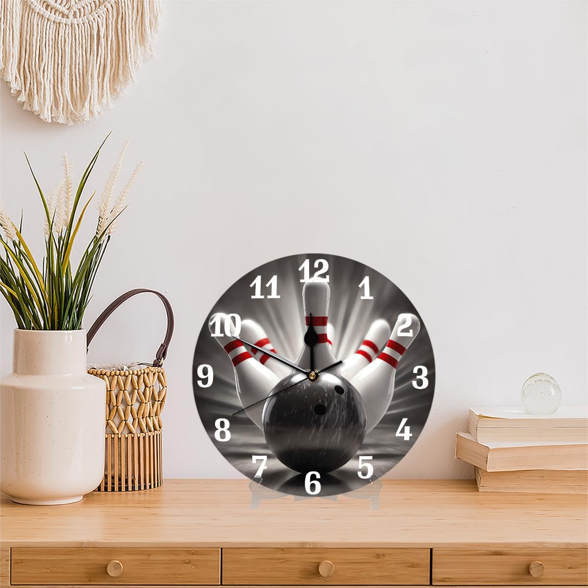 AUUXVA Wall Clock Silent Non Ticking Clock for Kitchen Living Room Bedroom Home Artwork Gift (Sport Bowling)