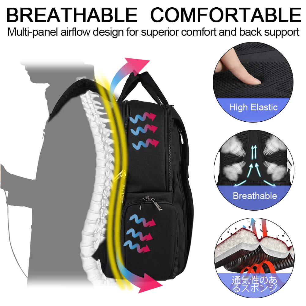 CADeN Camera Bag Laptop Backpack for Women and Men Waterproof Theft Proof Photography & Casual Travel Bag for DSLR Canon Nikon Sony Drone, Black