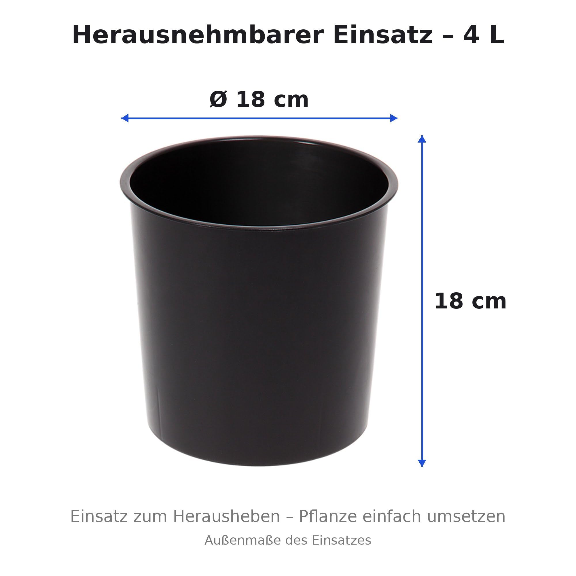MELTOM Blumentopf Rund Ø 19,5 x H 36,5 cm Weiß Hochglanz M mit Einsatz – Ansicht 3