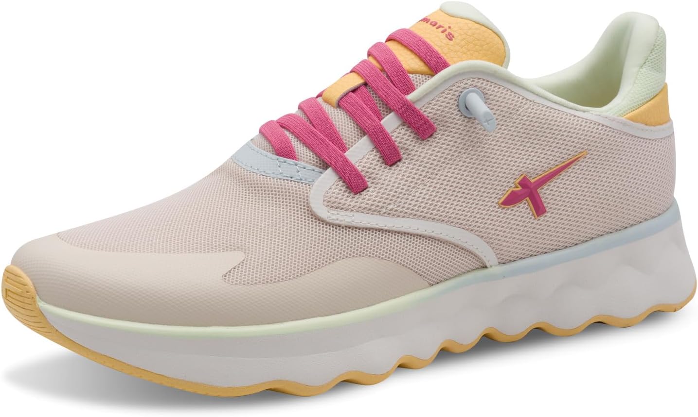 Tamaris Lage sneakers voor dames, wit/zilver, 36 EU, Wit-zilver., 36 EU