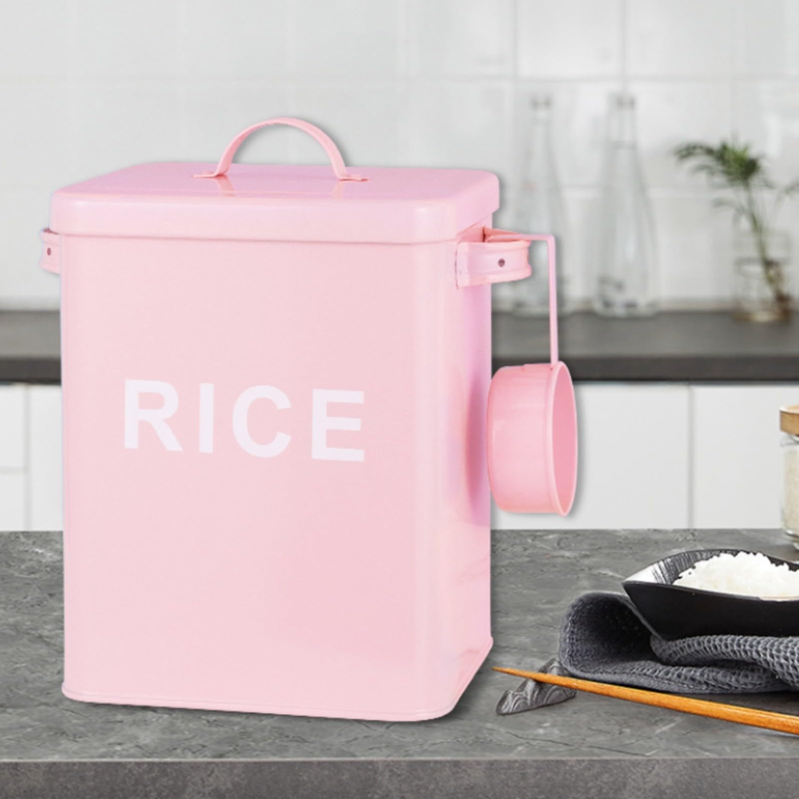Contenedor Cereales Compacto | Multifuncional, Contenedor sellado para Arroz, Grueso, Recipiente Cocina,