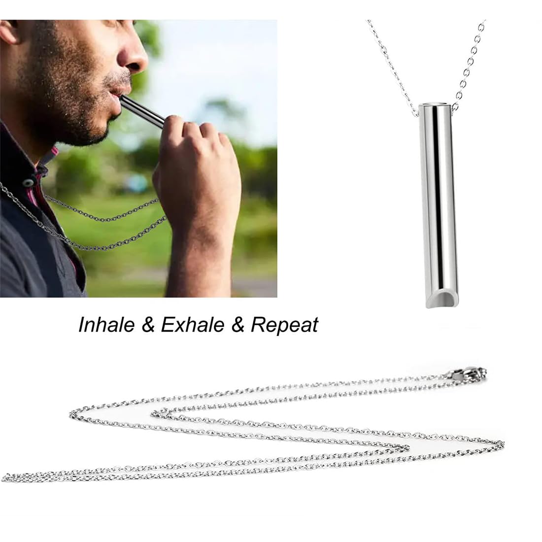 Collar de Alivio de Ansiedad y Respiración, Dispositivo de Ejercicio para Meditación, Pánico, Ralentización de La Respiración, Anillos Giratorios