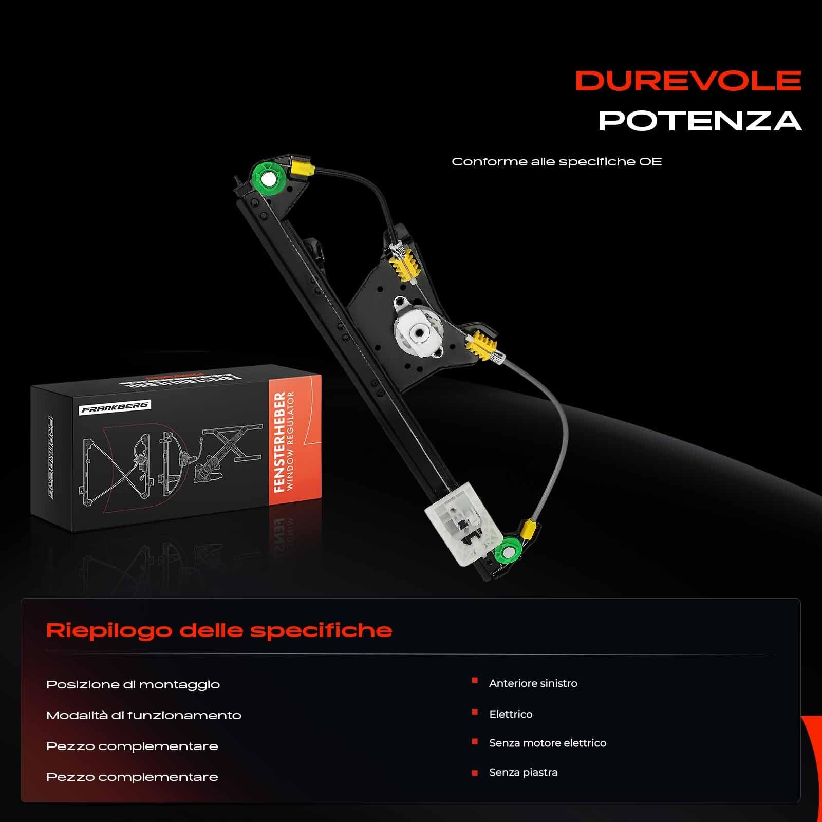 Frankberg Alzacristallo elettrico anteriore sinistro 52050177 52072857 | Compatibile con: Tipo Berlina 356 357 ,Tipo Hatchback 356 357 ,Tipo Station Wagon 356 357