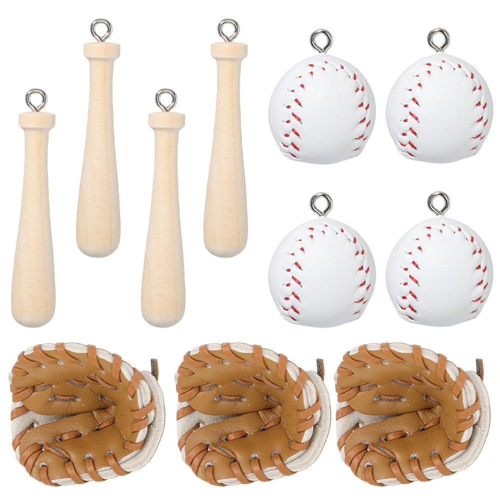 Breloques de baseball en cuir PU pour créer facilement des bijoux sans outil complexe