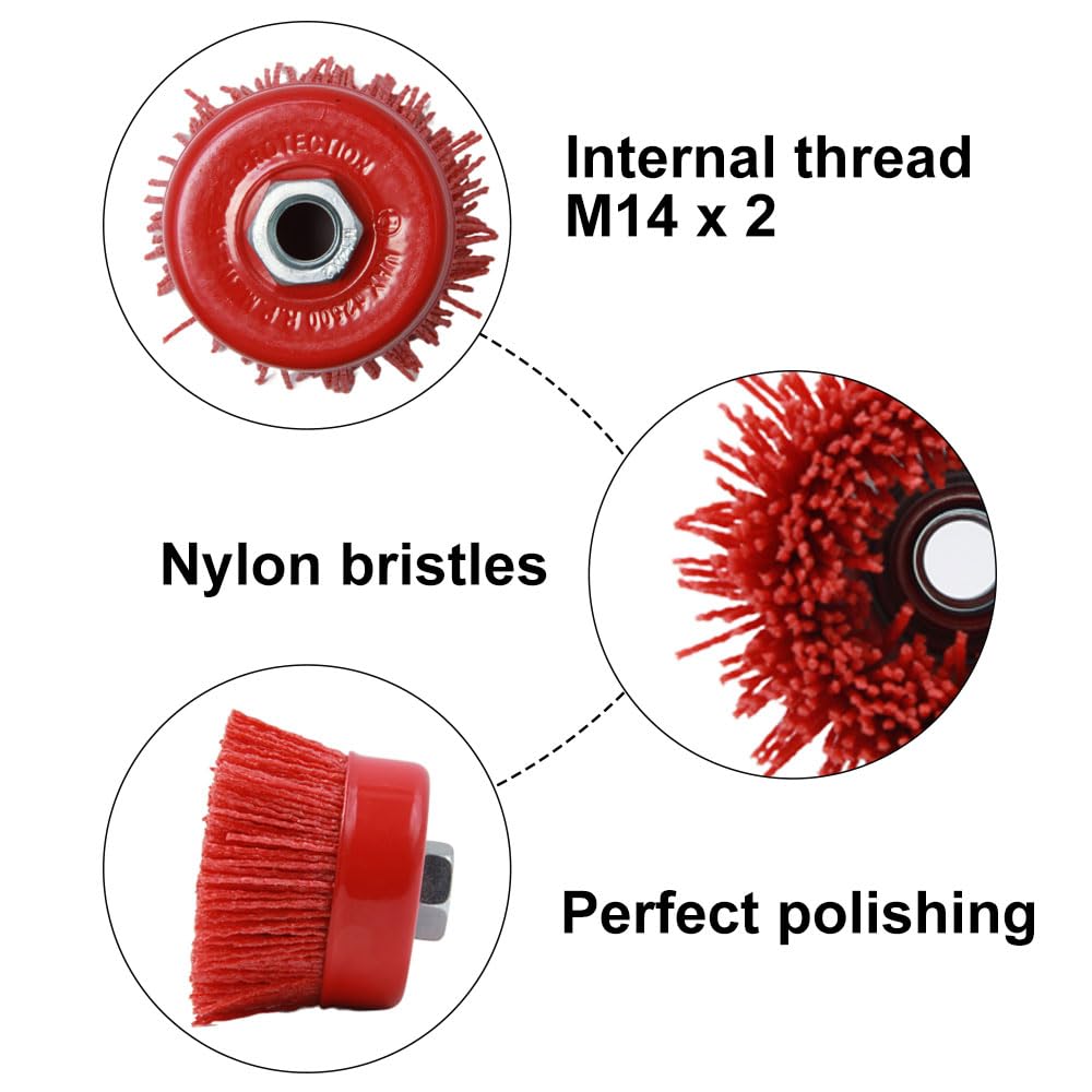 Cup Brush Angle Grinder, 2 Pieces Nylon Brush Drill, M14 Nylon Cup Brush, Screw Bowl Type Cup Brush, Nylon Brush Drill For Paint Removal, Dirt Cleaning - View #11