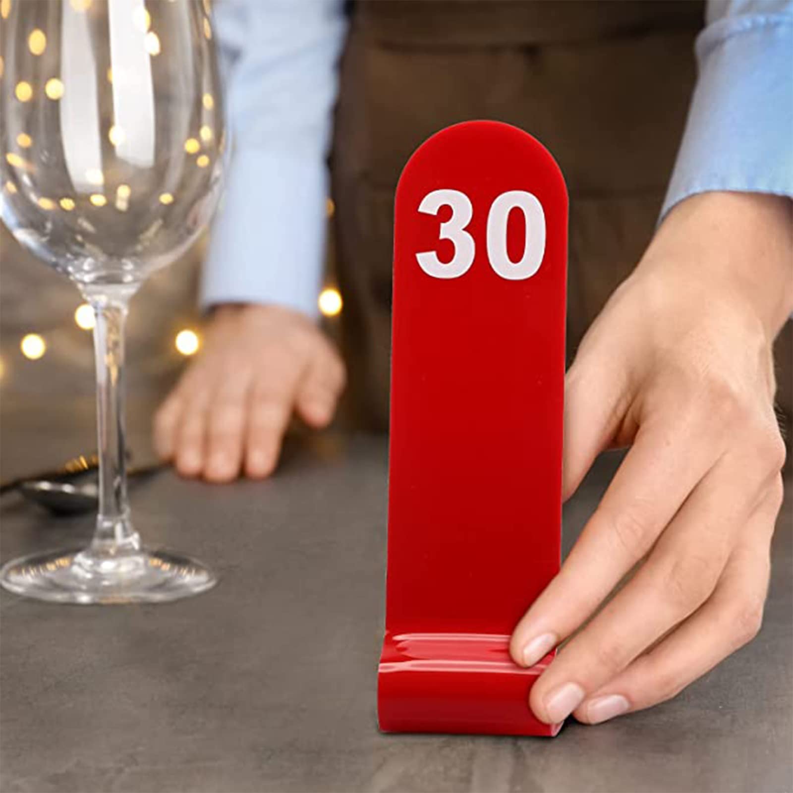 Acryl rote Tischnummern Schilder, Vertikale S-förmige doppelseitige digitale Hochzeitstischnummern, Herzstück Dekoration Hochzeitstisch, für Hochzeiten, Restaurants, Cafés, Partys, Bankette ( Color :