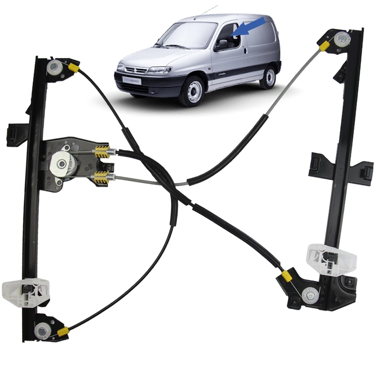 STARKIT PERFORMANCE Leve vitre compatible pour Berlingo 1 et Partner 1 (1996-2008) AVANT GAUCHE SANS MOTEUR (conducteur) 9221G3, 9221A4
