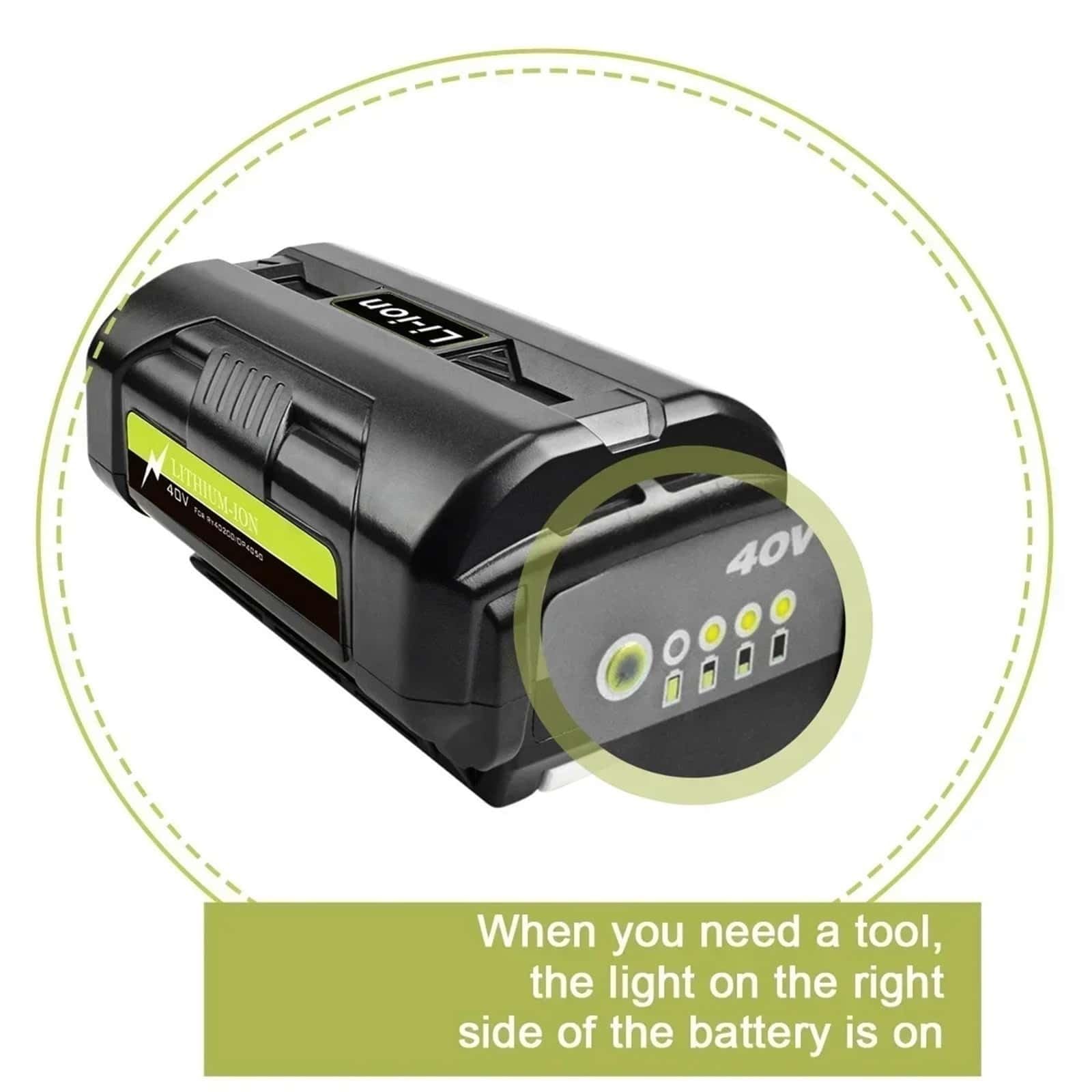 4.0Ah 40V Batería Recargable De Iones De Litio para Herramientas Eléctricas Inalámbricas, Compatible con Ryobi OP4040, OP4030, OP4050 Y OP4026.
