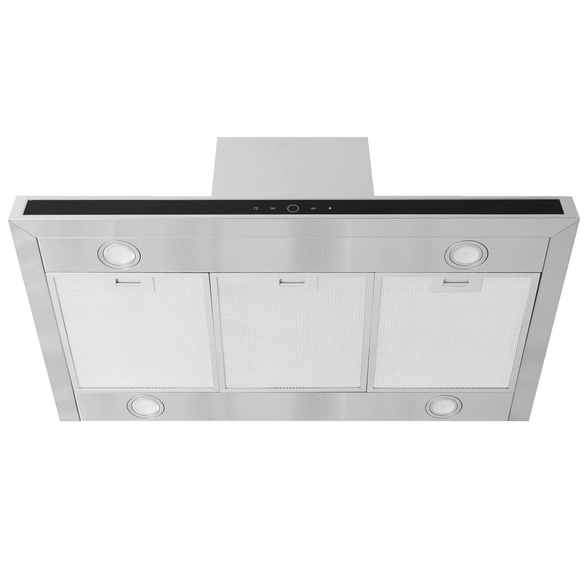 KKT KOLBE Delta Isola HC - Cappa aspirante 90 cm, in acciaio inox, vetro nero, app WiFi intelligente, Wi-Fi, funzionamento con sensore Touch