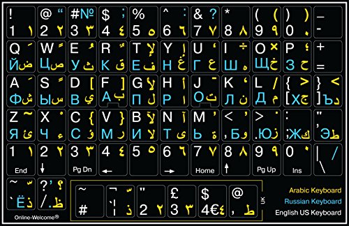 Etiqueta engomada del teclado árabe de los E.E.U.U con caracteres de alta visibilidad y duración 2