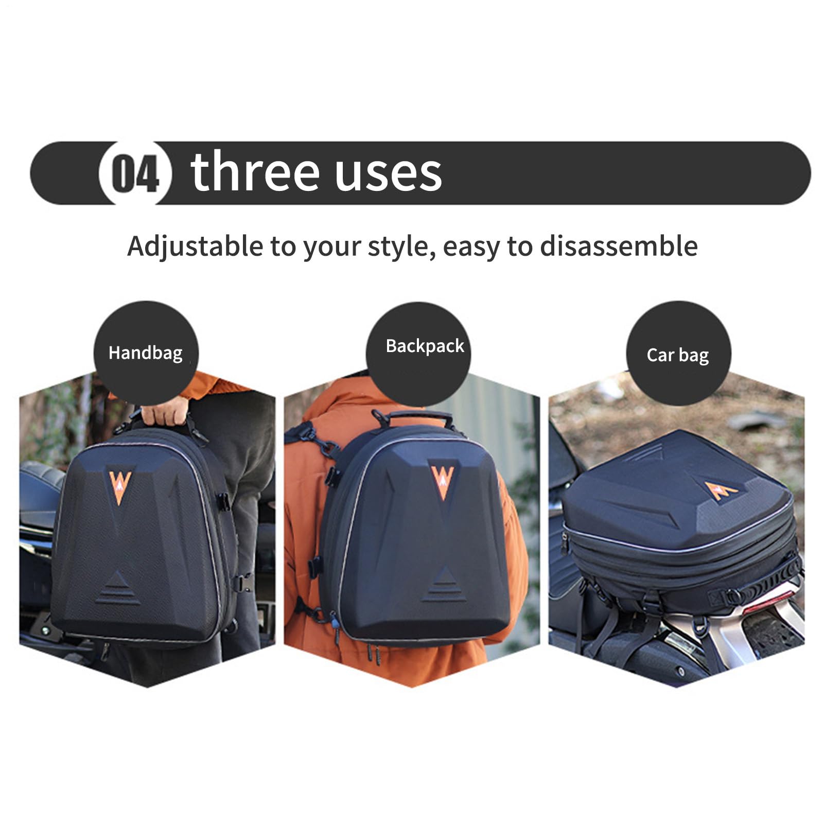 Générique Borsa da sella per moto, estensibile, 20 l, 28 l, custodia rigida, tasca impermeabile per equipaggiamento moto, per moto, scooter, escursionismo, navetta, viaggio su strada di guida