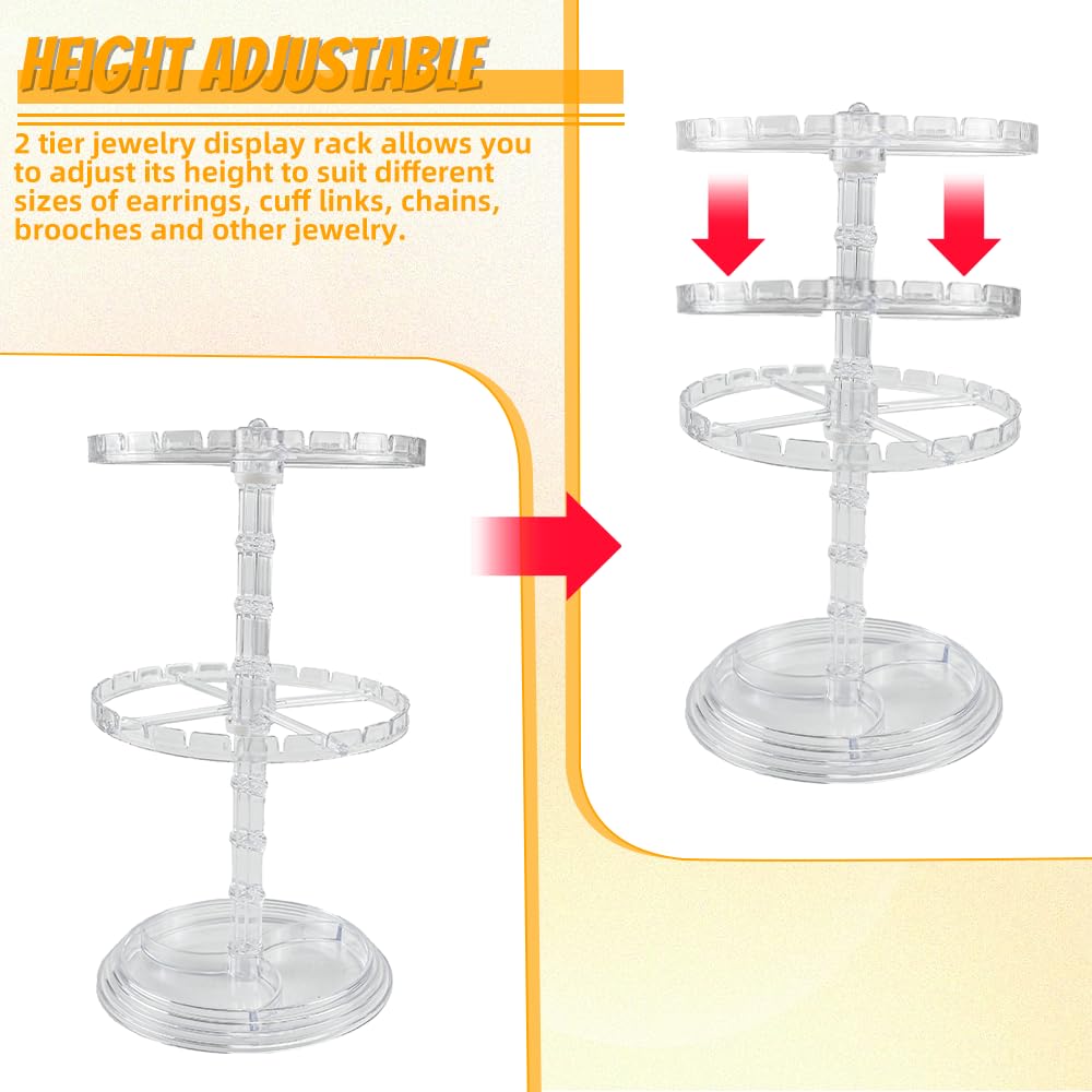 2-Pack Clear Rotating Jewelry Organizer Stand - 360° Turn For Necklaces, Earrings, Bracelets & Rings