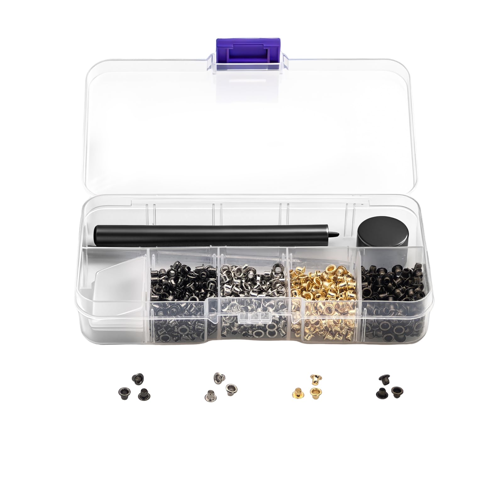 Grommet Kit, 800Pcs 2mm Copper Eyelets in 4 Colors with Installation Tool