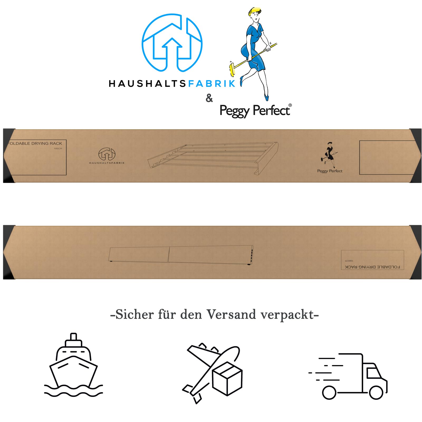 Peggy Perfect Wäscheständer, 100cm anthrazit zur Wandmontage zusammenklappbar, ausziehbar, faltbar u. platzsparend. In- u. Outdoor. Aus Edelstahl und Aluminium