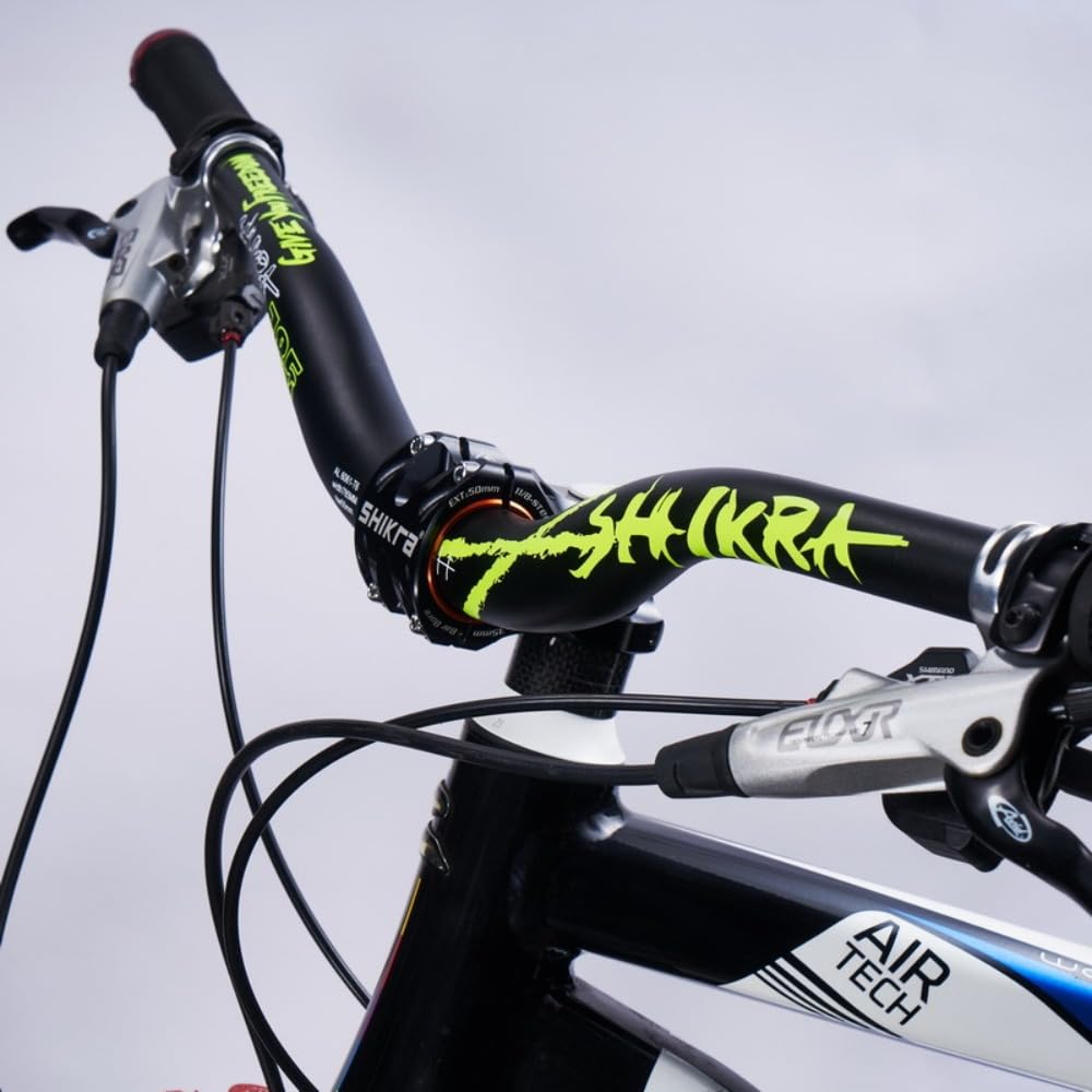 Manubrio per mountain bike da 31,8 mm, altezza di sollevamento 55 mm, in lega di alluminio XC/AM/MTB, 780 mm di larghezza, manubrio MTB (verde)