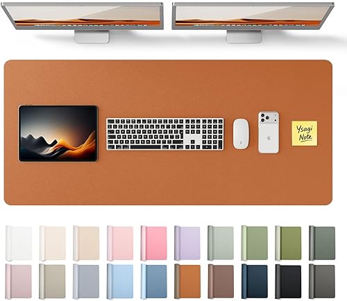 Miniatura 102 de YSAGi Protector de escritorio de piel, alfombrilla de oficina, alfombrilla grande para ratón, alfombrilla antideslizante de piel sintética, Azul