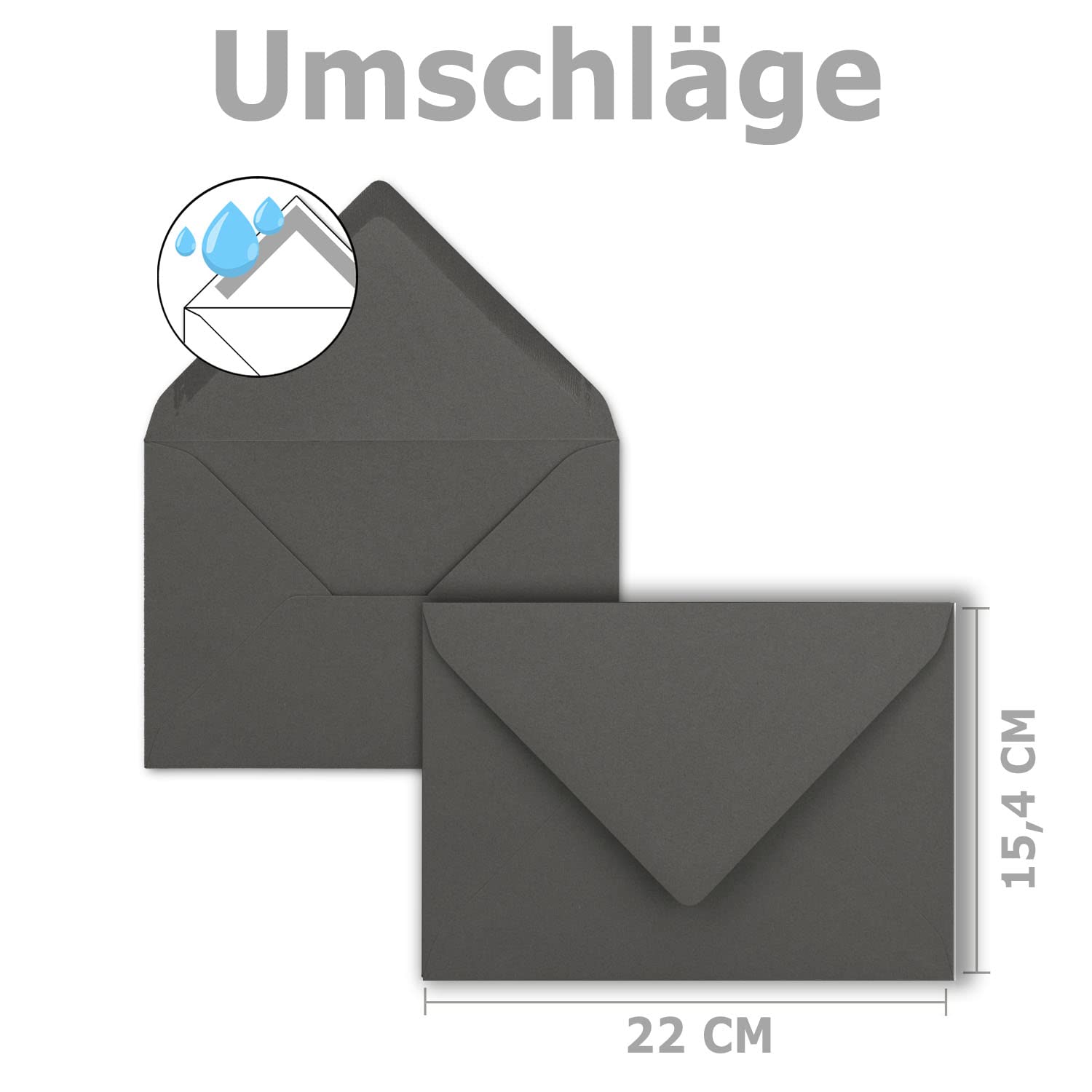 NEUSER PAPIER 100 XL Weihnachtskarten-Set DIN A5 mit rotem Weihnachtsmann Motiv - Faltkarten mit Umschlägen DIN C5 Anthrazit mit Nassklebung - Weihnachtsgrüße für Firmen und Privat