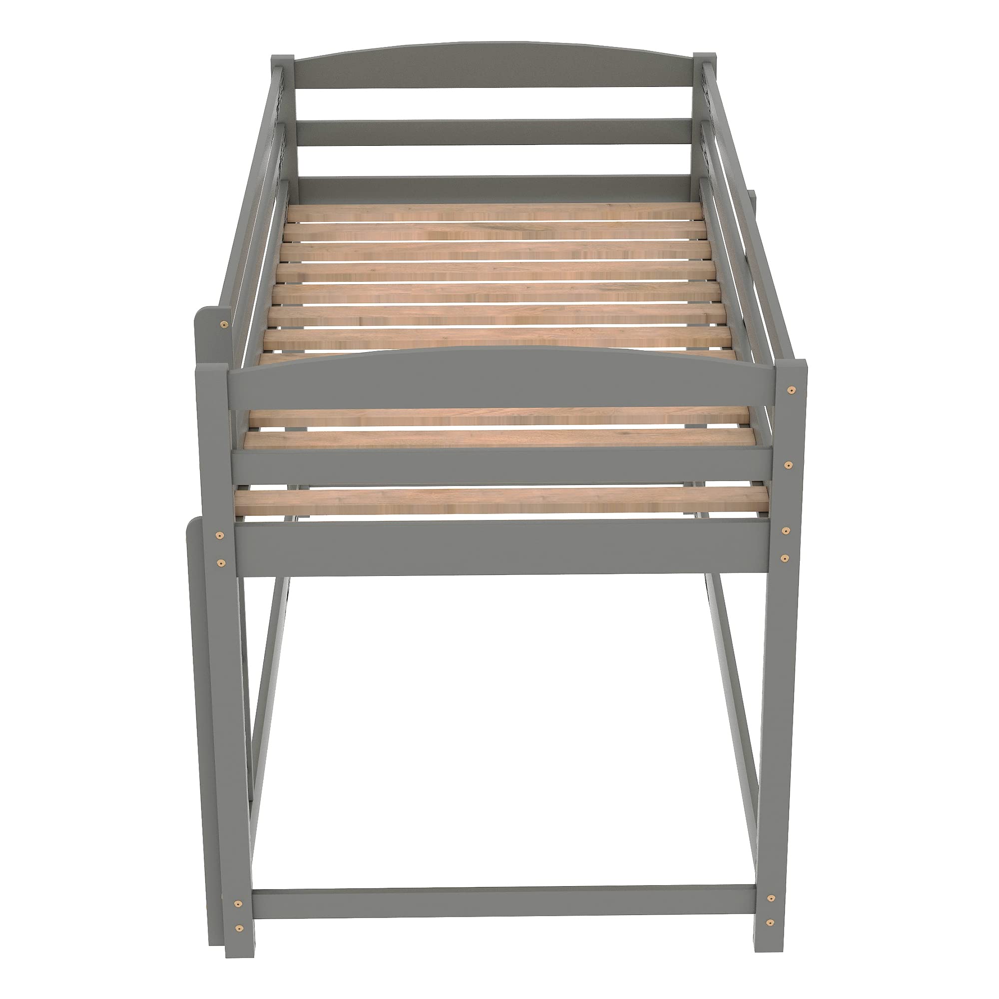 Cama Alta Individual con Escalera integrada y barandilla de Seguridad. Diseño Que Ahorra Espacio (Gris).